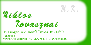 miklos kovasznai business card